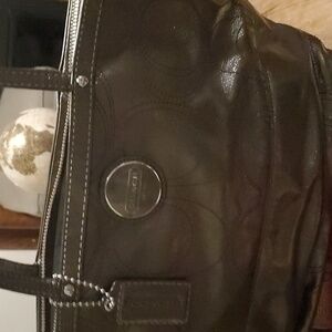 Coach graphite gunmetal patent leather bag